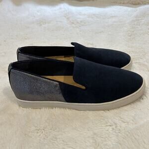 Birdies Blue & Silver Glitter Slip On Shoes Velvet Slippers‎ Loafers Flats Sz 7